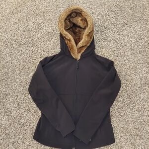 Marmot Black Furlong Soft Ski Jacket with Brown Faux Fur Hood